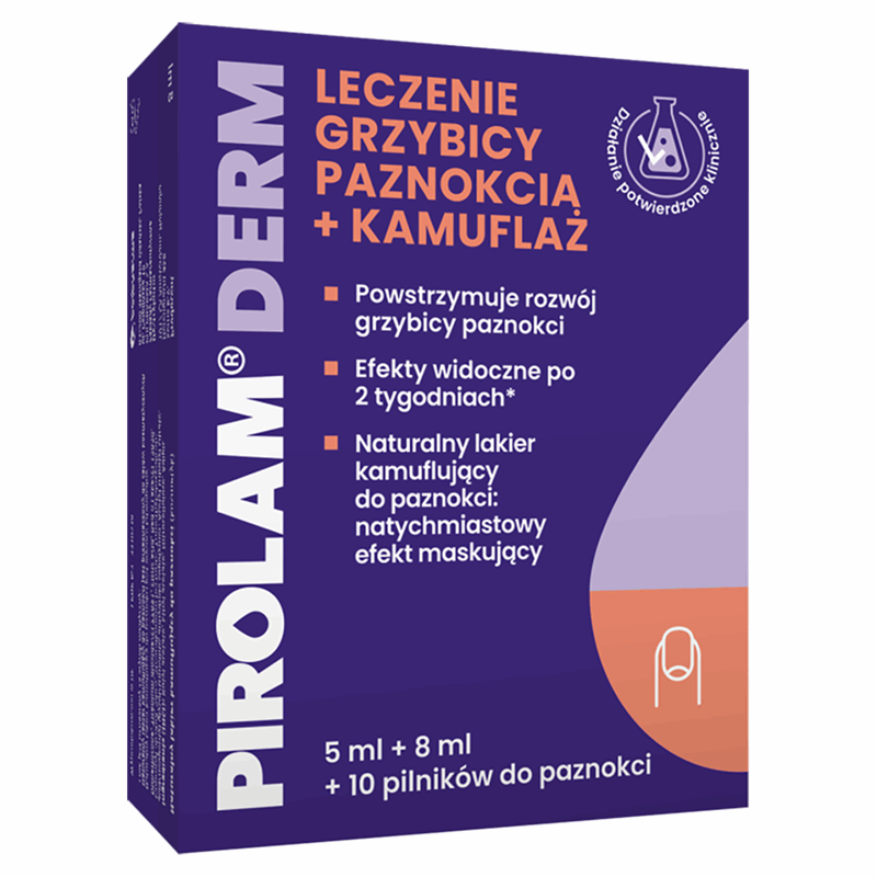 Pirolam Derm Leczenie grzybicy paznokcia + kamuflaż Zestaw, 1 szt.
