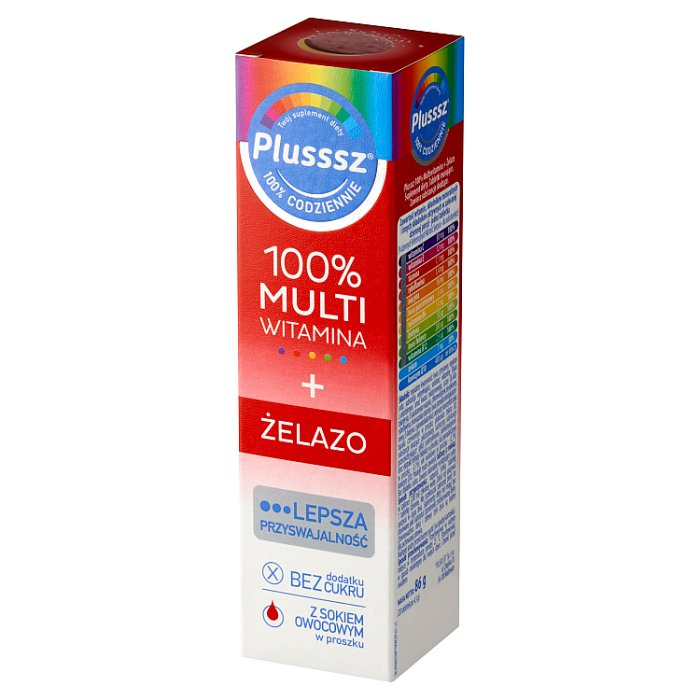Plusssz 100% Multiwitamina + Żelazo 20 tabletek musujących