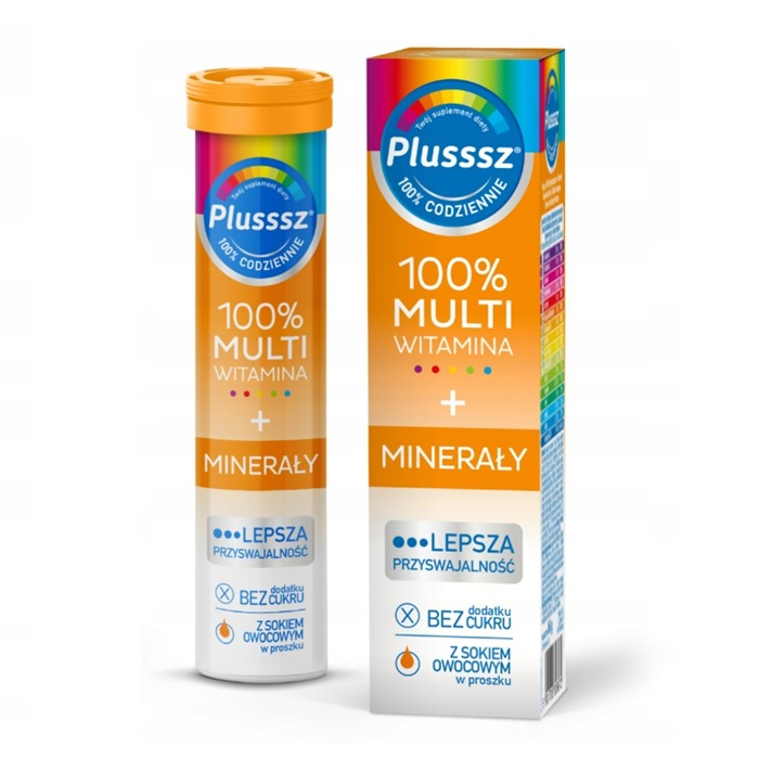 Plusssz 100% Multiwitaminy + Minerały 20 tabletek musujących