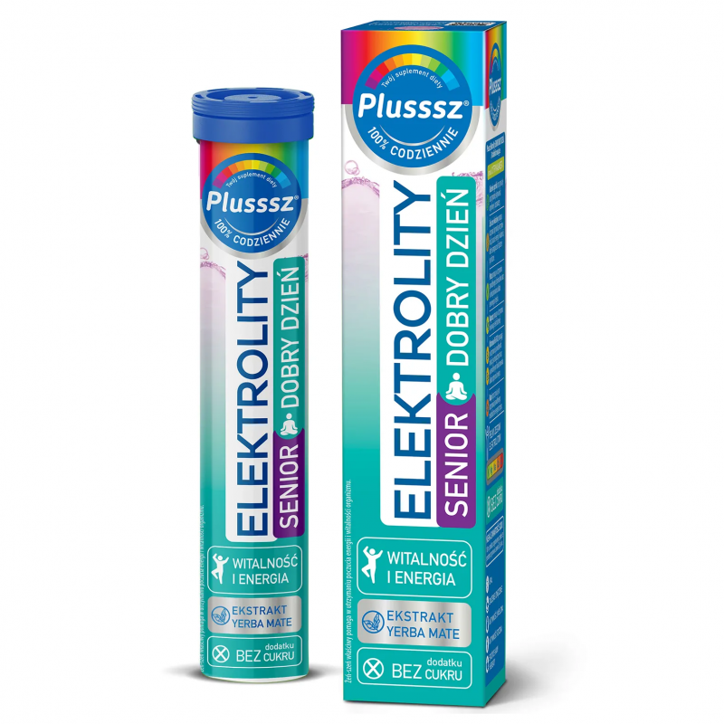 Plusssz Elektrolity Senior Dobry Dzień tabletki musujące o smaku cytrynowo-miętowym, 24 szt.