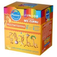 Plusssz Junior lizaki multiwitamina bez cukru smak pomarańczowo-cytrynowy, 50 szt.