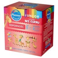 Plusssz Junior Odporność lizaki bez cukru smak malinowo-cytrynowy, 50 szt.