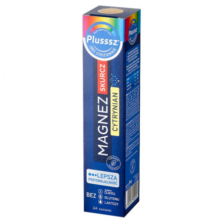 Plusssz Magnez Skurcz Cytrynian 24 tabletki musujące