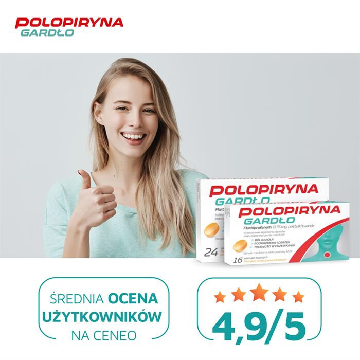 Polopiryna Gardło 16 pastylek twardych o smaku pomarańczowym