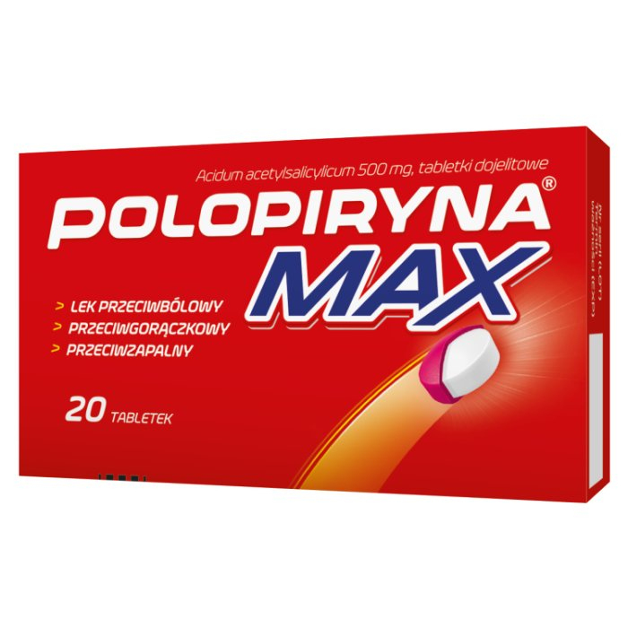 Polopiryna MAX 500 mg 20 tabletek dojelitowych
