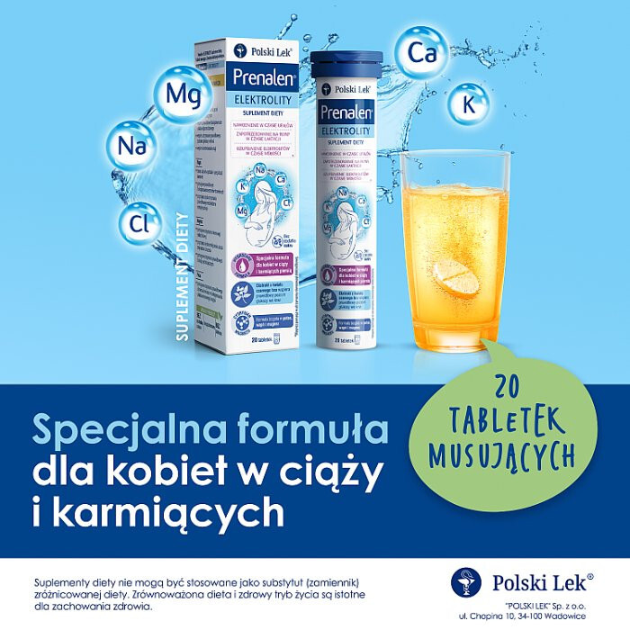 Prenalen Elektrolity dla kobiet w ciąży i karmiących tabletki musujące, 20 szt.