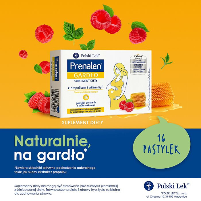 Prenalen Gardło z propolisem i witaminą C 16 pastylek