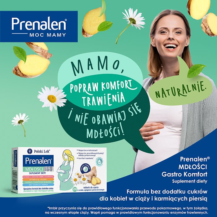 Prenalen Mdłości Gastro Komfort tabletki do ssania dla kobiet w ciąży, 24 szt.