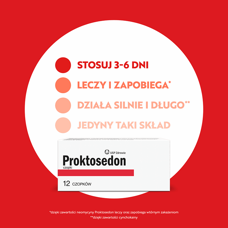 Proktosedon 12 czopków doodbytniczych / Hemoroidy