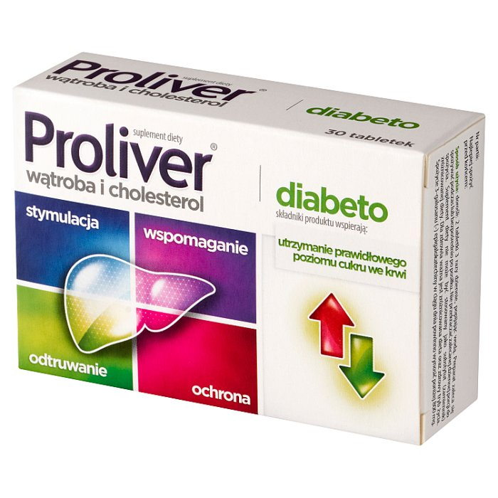 Proliver Diabeto tabletki na wątrobę cholesterol i poziom cukru, 30 szt.