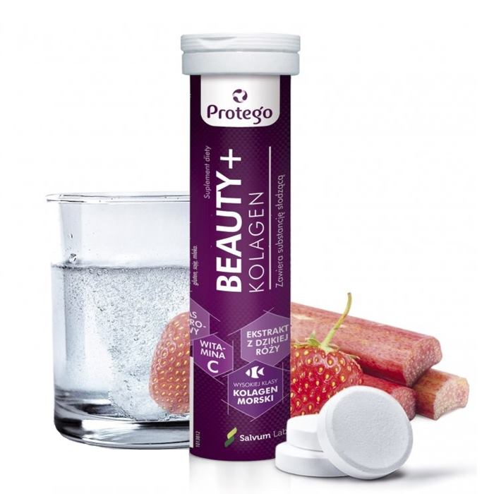 Protego Beauty+ Kolagen tabletki musujące dla kobiet na zdrową skórę, 20 szt.