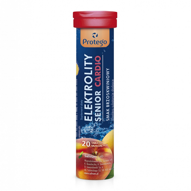 Protego Elektrolity Senior Cardio tabletki musujące o smaku brzoskwiniowym, 20 szt.