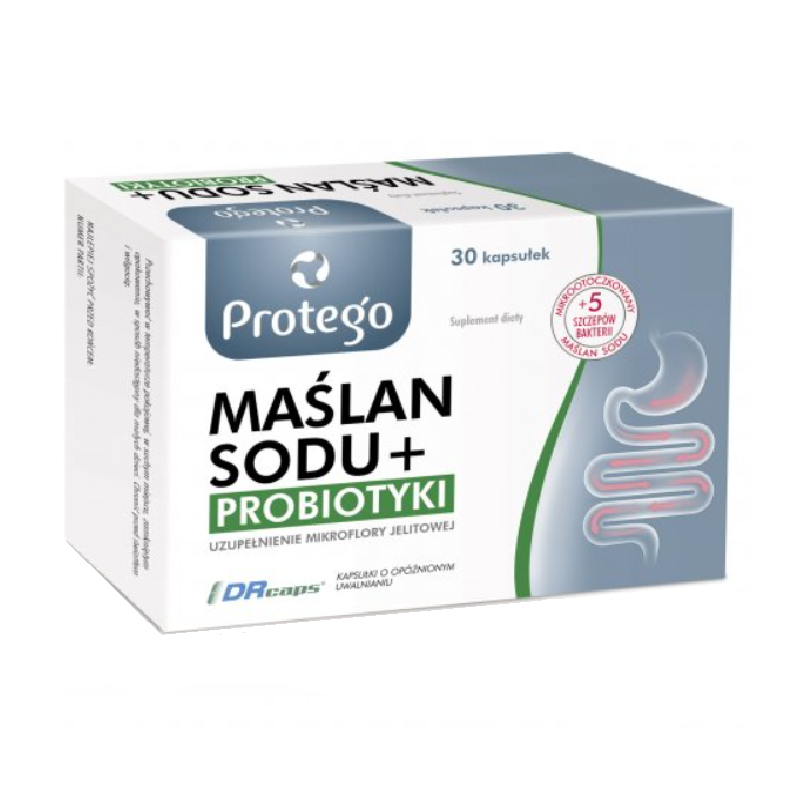 Protego Maślan Sodu+ Probiotyki kapsułki, 30 szt.