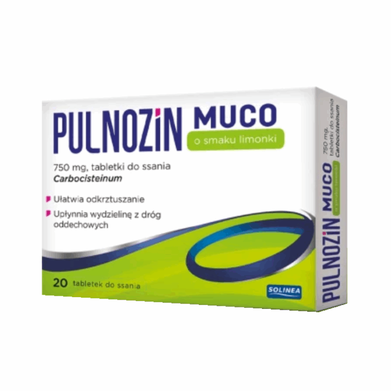 Pulnozin Muco 750 mg tabletki do ssania o smaku limonki, 20 szt.
