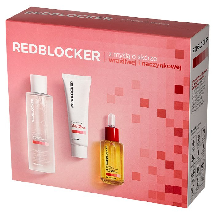 Redblocker Zestaw: koncentrat naprawczy, 30 ml + krem na noc, 50 ml + płyn micelarny, 200 ml