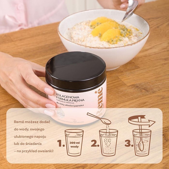 Reme Kolagenowa Formuła Piękna w proszku pomarańcza - marakuja, 150 g