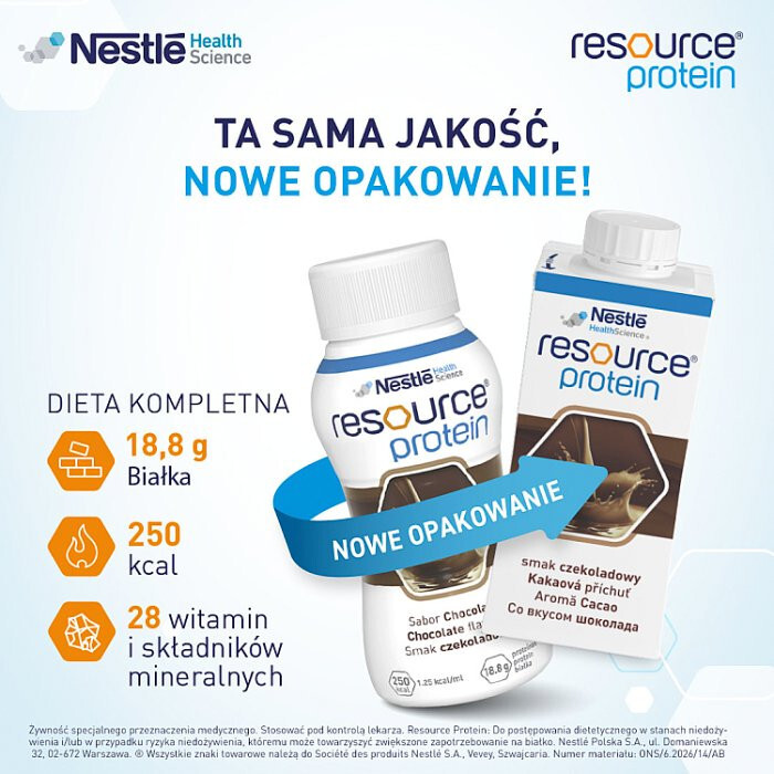 Resource Protein Preparat odżywczy w płynie smak czekoladowy, 4 x 200 ml