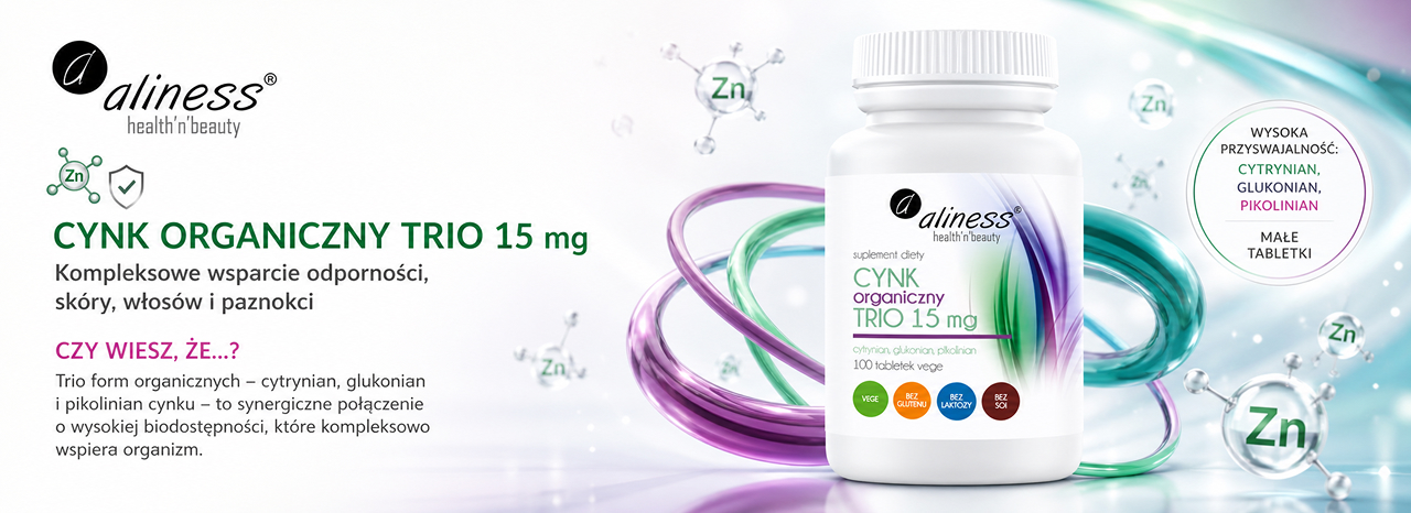 Banner Aliness Cynk Organiczny Trio 15 mg, 100 tabletek