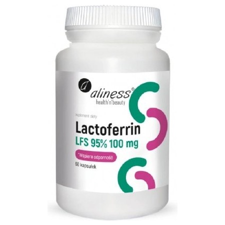 Opakowanie Aliness Lactoferrin LFS 95%, 60 kapsułek