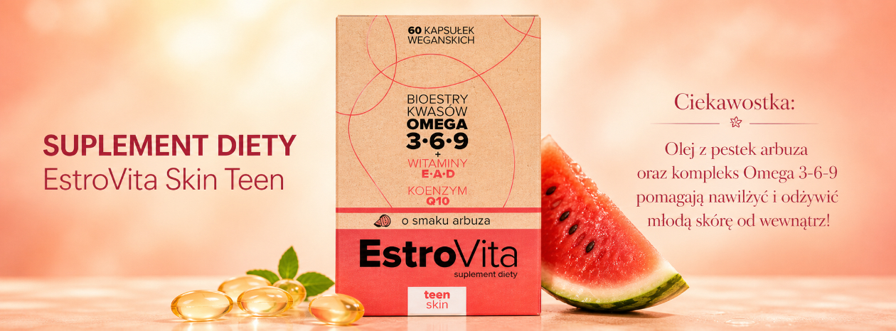 EstroVita Skin Teen, suplement diety, 60 kapsułek o smaku arbuza