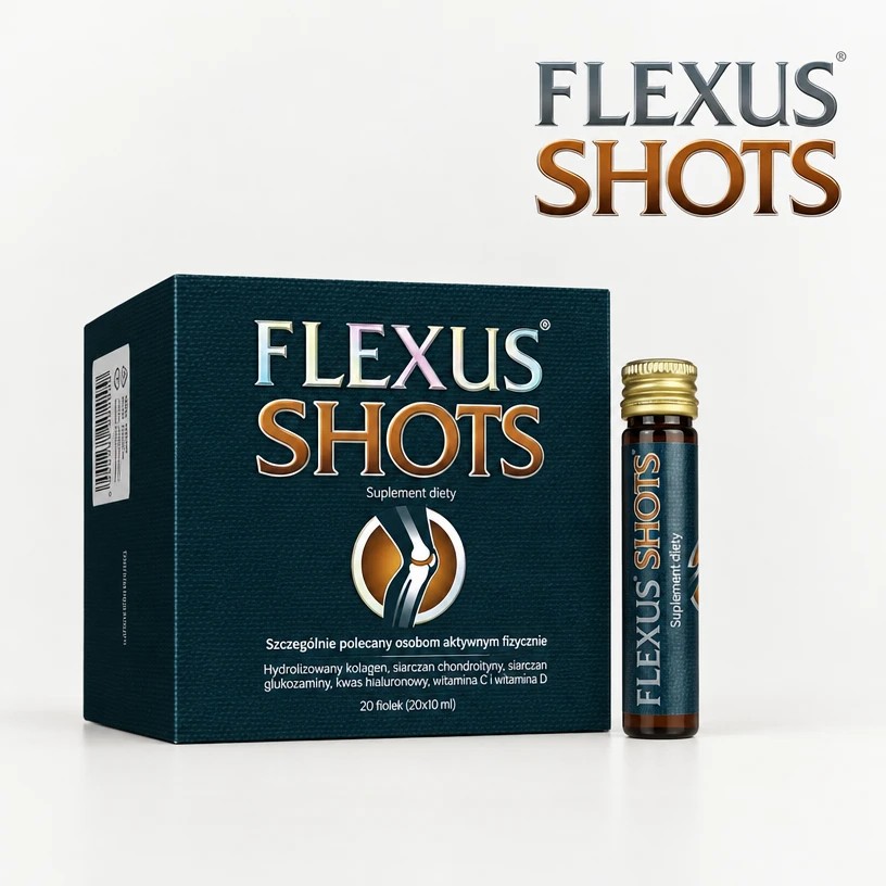 Opakowanie Flexus Shots, 20 fiolek po 10 ml