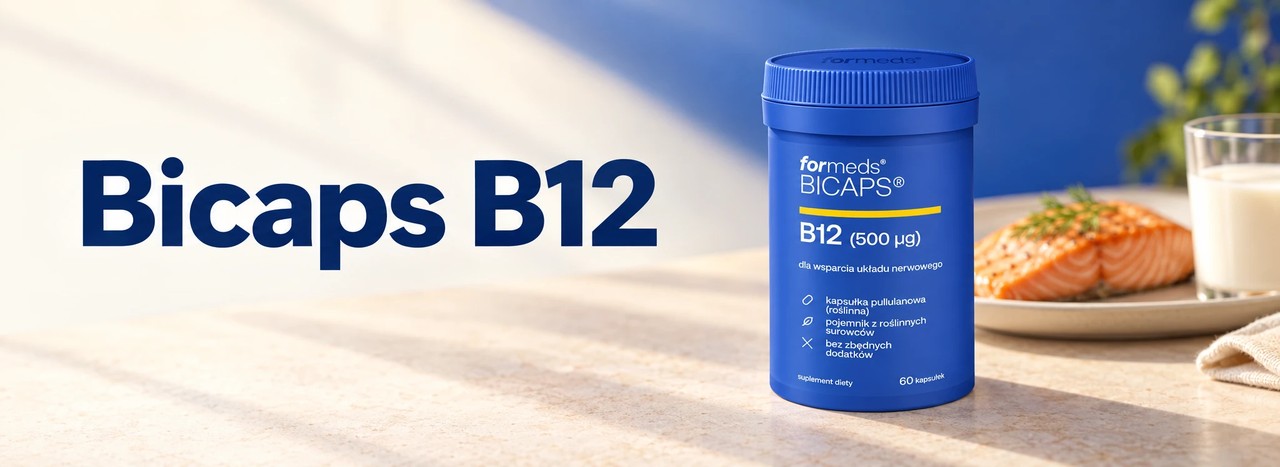 Baner Bicaps B12 kapsułki z witaminą B12 ForMeds, 60 szt.