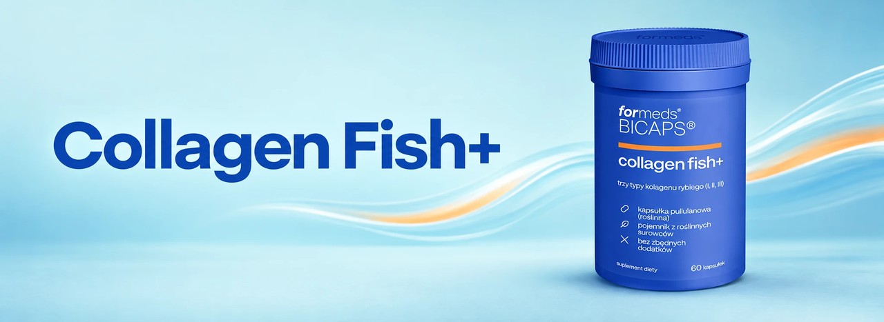 Bicaps Collagen Fish+ – suplement diety z kompleksem trzech typów kolagenu rybiego, 60 kapsułek