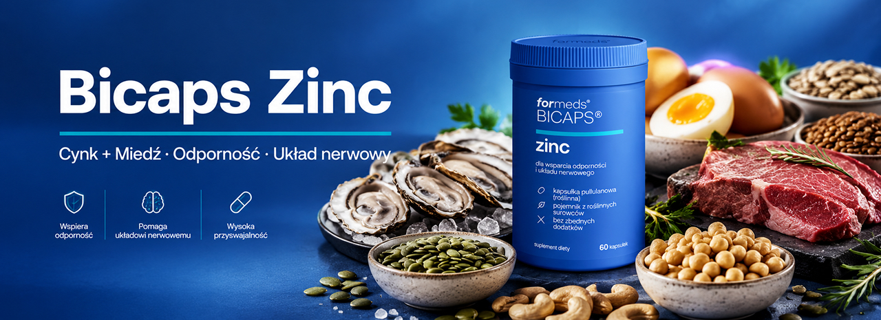 Baner Bicaps Zinc — kapsułki z cynkiem i miedzią Formeds, 60 szt.