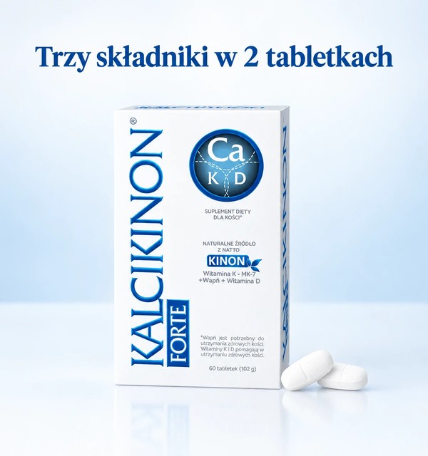 Opakowanie Kalcikinon Forte i tabletki