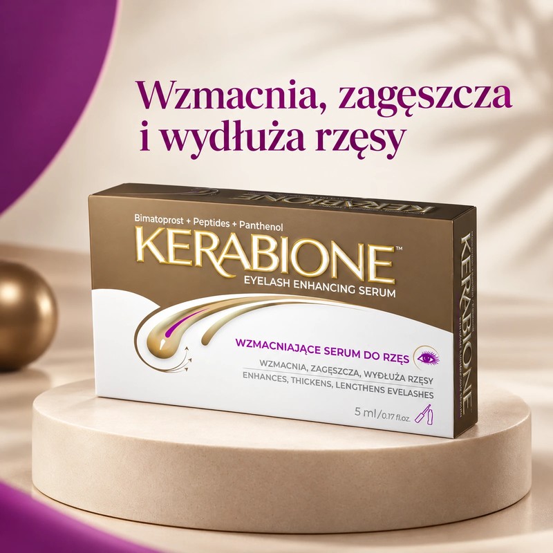 Opakowanie i butelka Kerabione serum do rzęs, 5 ml