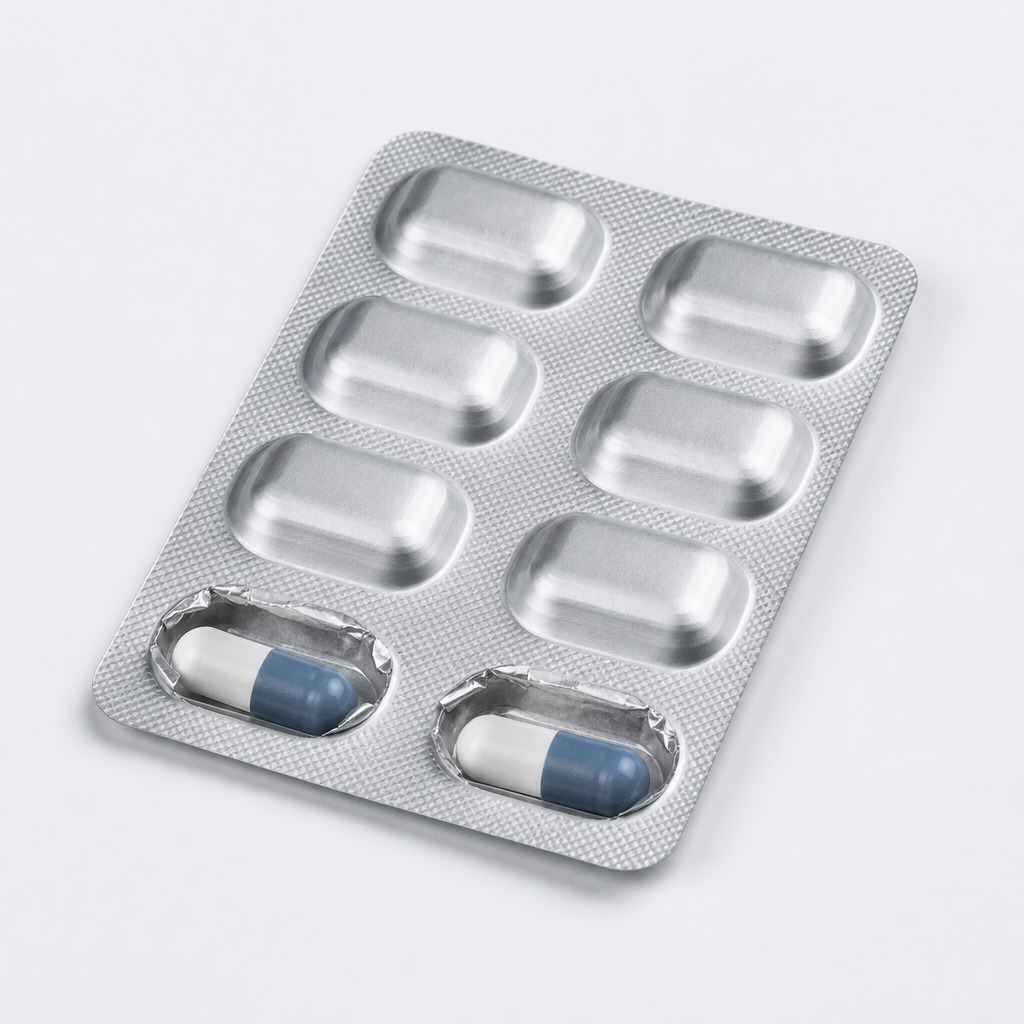 Aluminiowy blister Kijimea K53 Advance chroniący kapsułki przed wilgocią