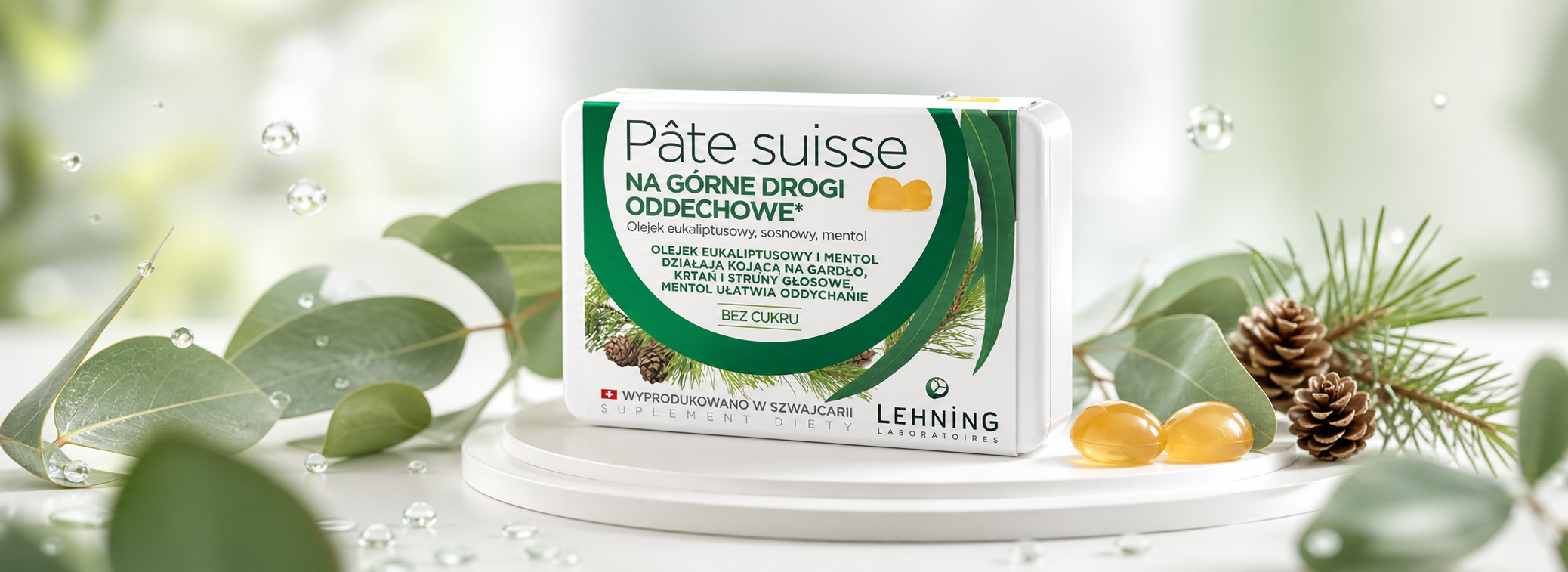 Lehning Pâte Suisse Na górne drogi oddechowe, żelki z mentolem i olejkami, 50 g