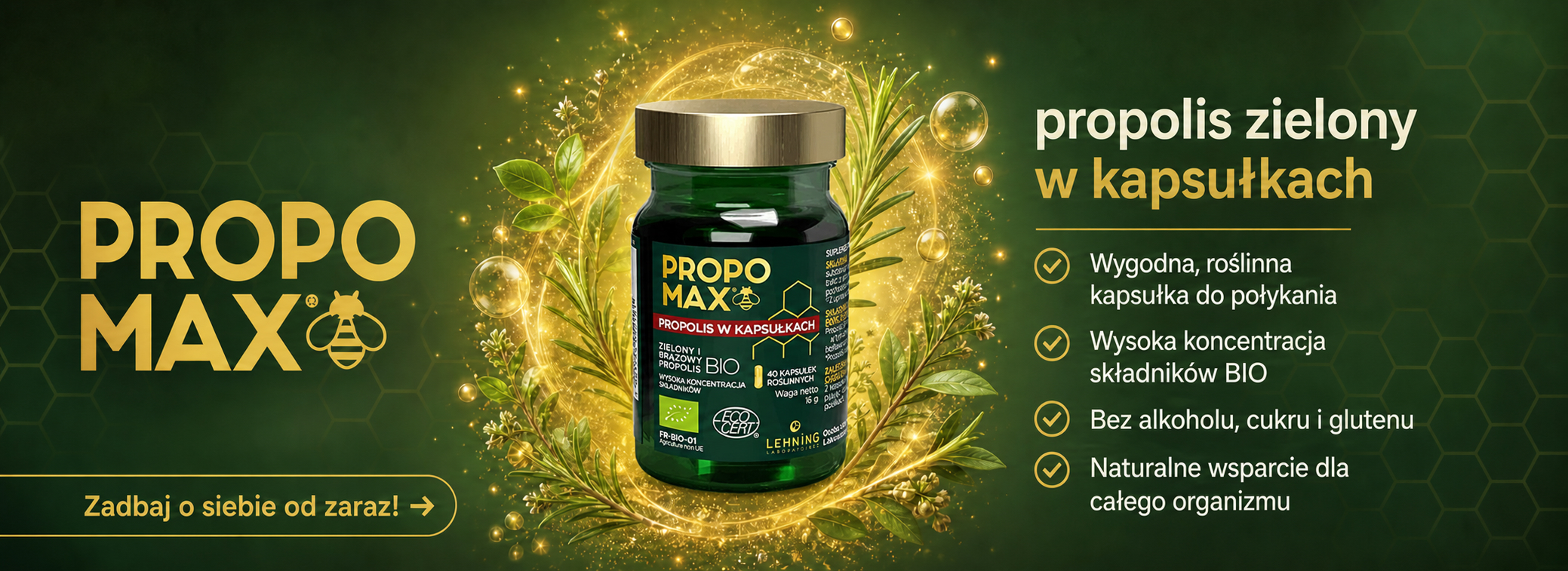 Lehning Propomax Brazylijski propolis zielony w kapsułkach, 40 szt.