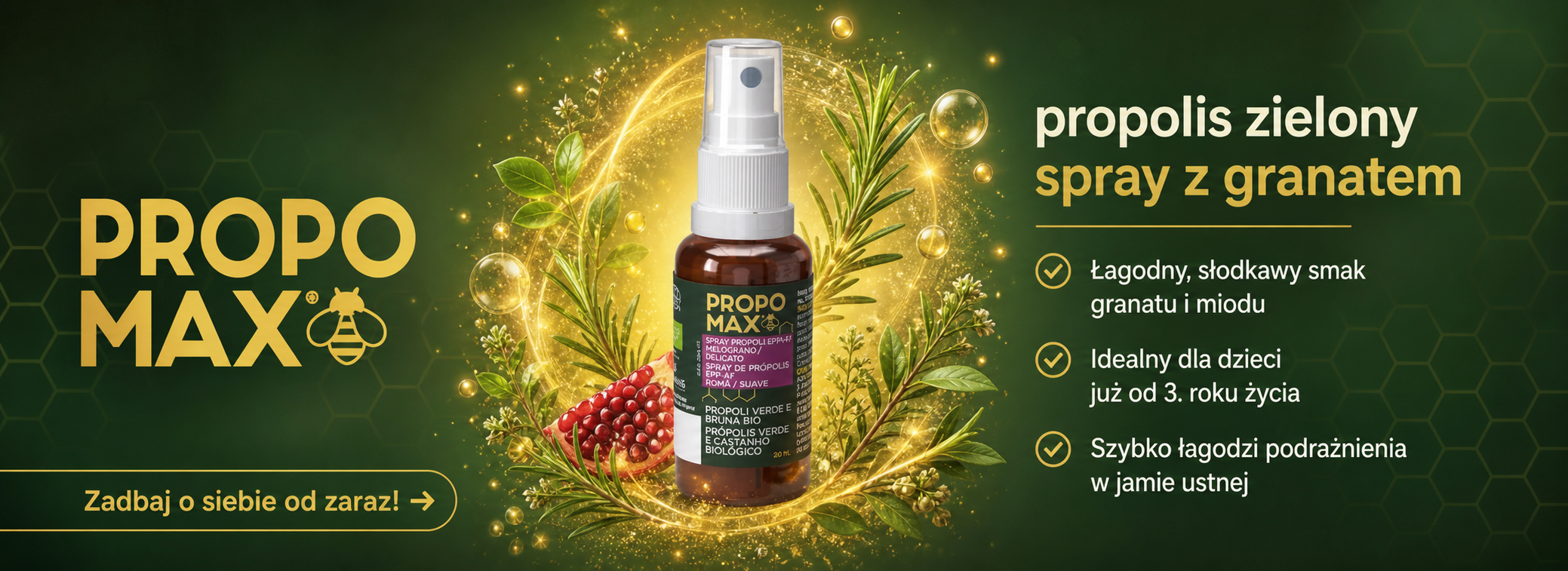 Lehning Propomax Brazylijski propolis zielony z ekstraktem z owocu granatu spray do jamy ustnej 30 ml
