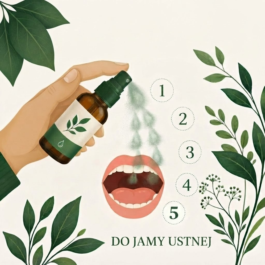 Wykonaj 5 aplikacji Propomax spray do jamy ustnej