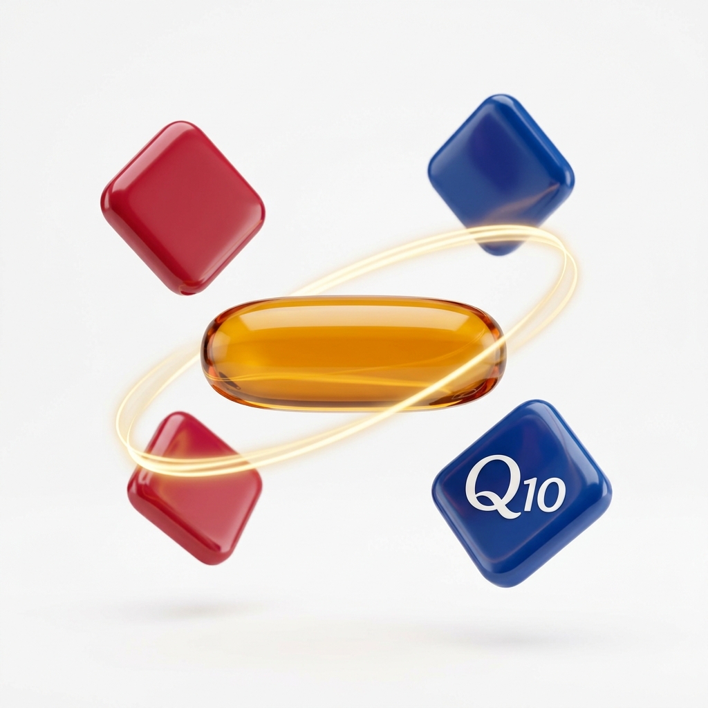 Kapsułka Ubiquinol 100 mg z motywem rombów Q10