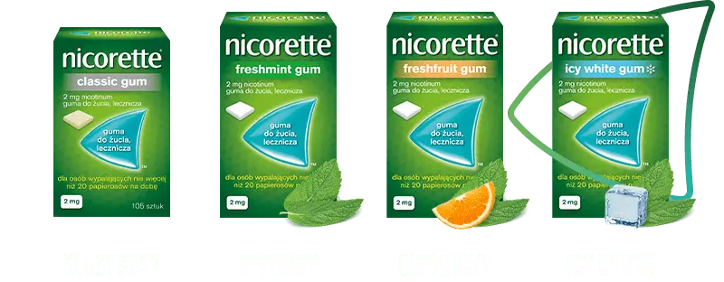 KLASYCZNY, MIĘTOWY, OWOCOWY, ICY WHITE