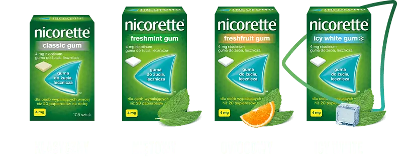 KLASYCZNY, MIĘTOWY, OWOCOWY, ICY WHITE