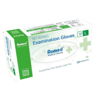 Romed Rękawice nitrylowe bezpudrowe niebieskie rozmiar L, 100 szt.