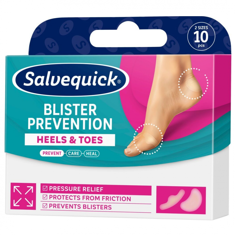 Salvequick Blister Prevention Heels & Toes Plastry zapobiegające powstawaniu pęcherzy, 10 szt.