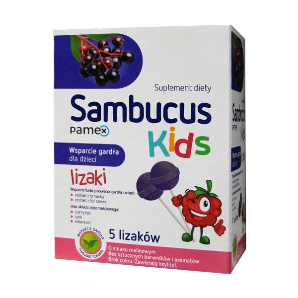 Sambucus Kids lizaki o smaku maliNowym, 5 szt.