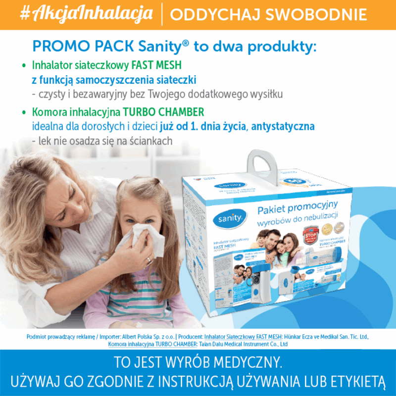 Sanity Fast Mesh Inhalator siateczkowy, 1 szt. + Turbo Chamber Komora inhalacyjna, 1 szt.