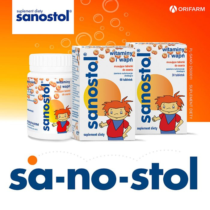 Sanostol Tabletki musujące do ssania z witaminami i wapniem, 60 szt.