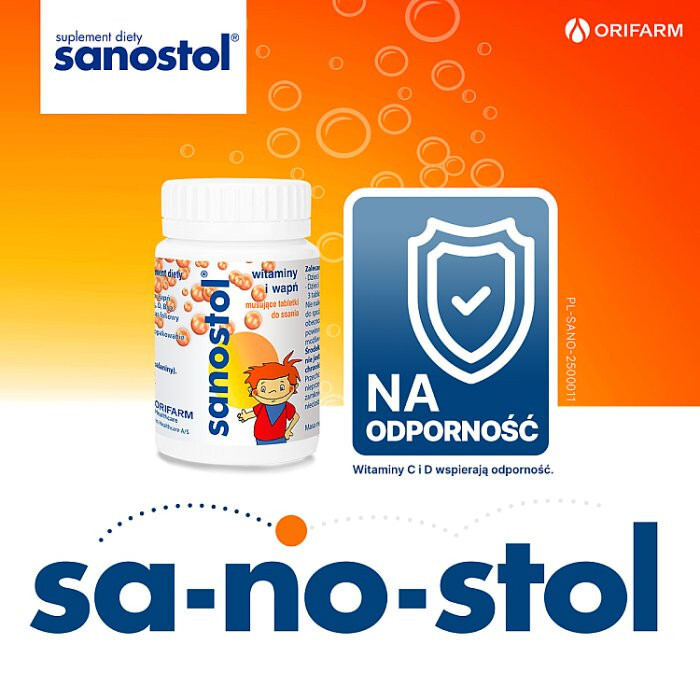 Sanostol Tabletki musujące do ssania z witaminami i wapniem, 60 szt.