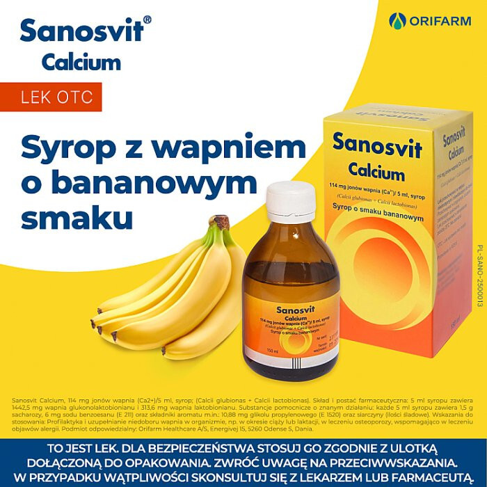 Sanosvit Calcium (smak bananowy) 150 ml