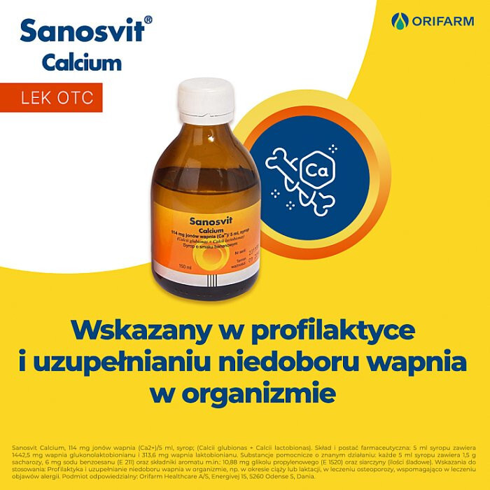 Sanosvit Calcium (smak bananowy) 150 ml