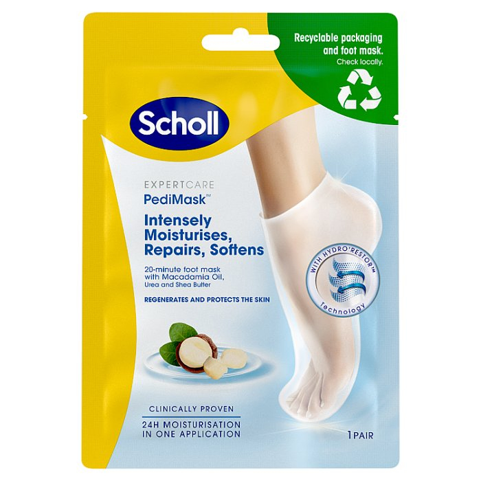 Scholl PediMask nawilżająca maska do stóp z olejkiem makadamia, 2 pary
