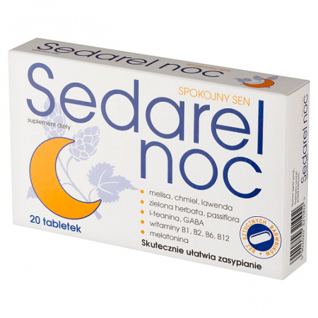 Sedarel Noc tabletki na spokojny sen z melatoniną, 20 szt.
