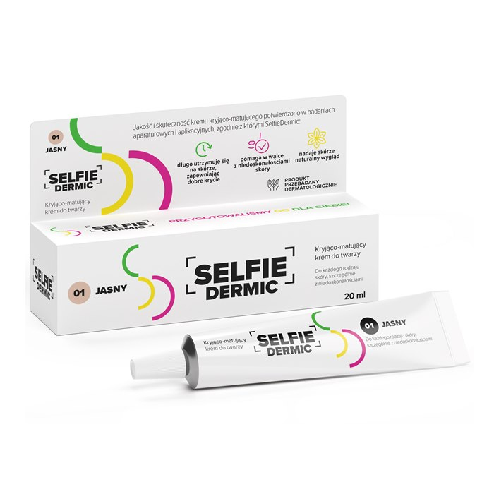 SelfieDermic krem kryjąco-matujący do twarzy 01 jasny, 20 ml