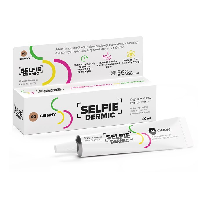 SelfieDermic krem kryjąco-matujący do twarzy 02 ciemny, 20 ml